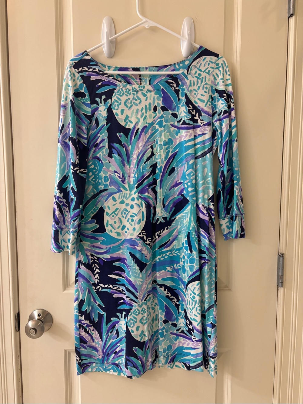 Lilly Pulitzer Pineapple Print 3/4 Sleeve Dress | Size Medium | 100% Pima Cotton